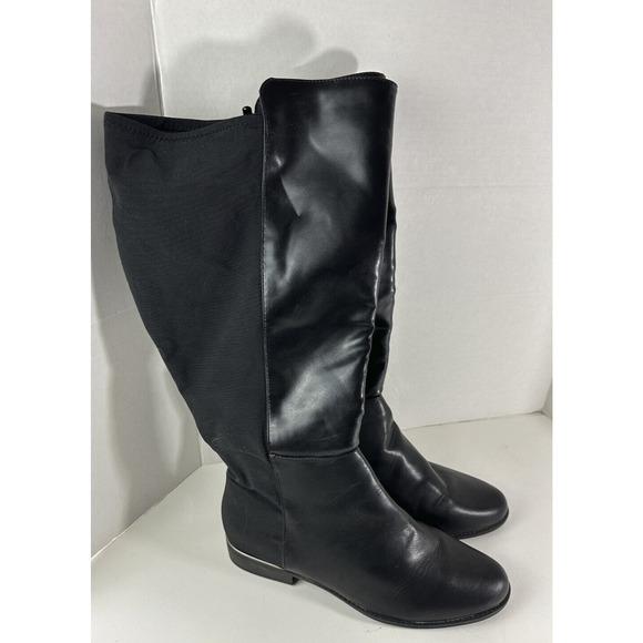 Lane Bryant Smooth 50/50 Silver Rand Boots Black Tall Riding Boot 11W 11 Wide - Picture 12 of 13